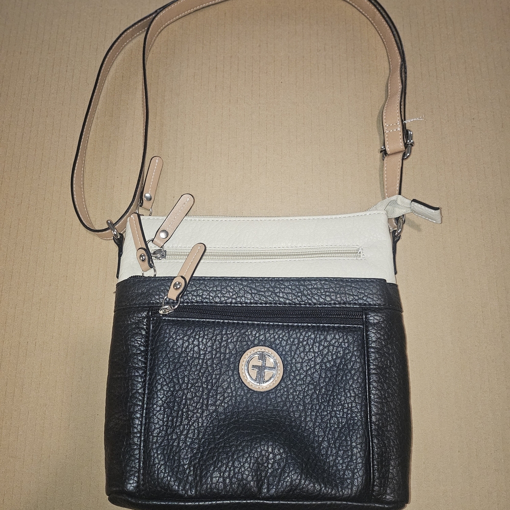 Giani Bernini Black and Cream Crossbody Bag